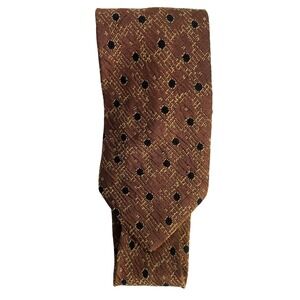 Canali Milano Silk Tie Brown Black Polka Dot Textured Luxury Mens Office Formal